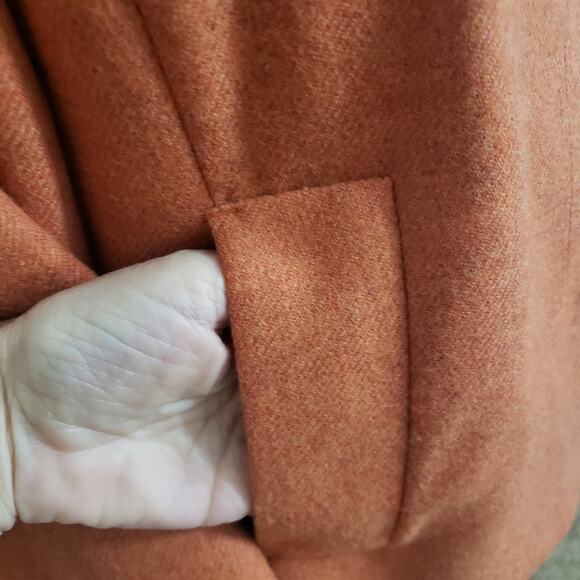 Akris Punto Wool Orange Marled Hidden Button Pocket Suit Jacket Blazer Size 10 - Picture 7 of 12